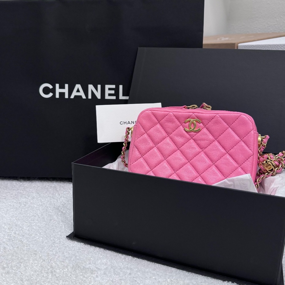 CHANEL Quilted Pearl Crush Camera Case